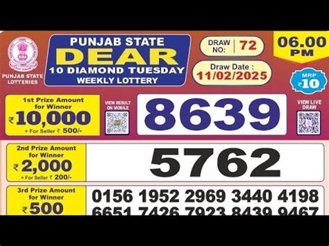 PUNJAB STATE DEAR 10 DIAMOND TUESDAY WEEKLY .